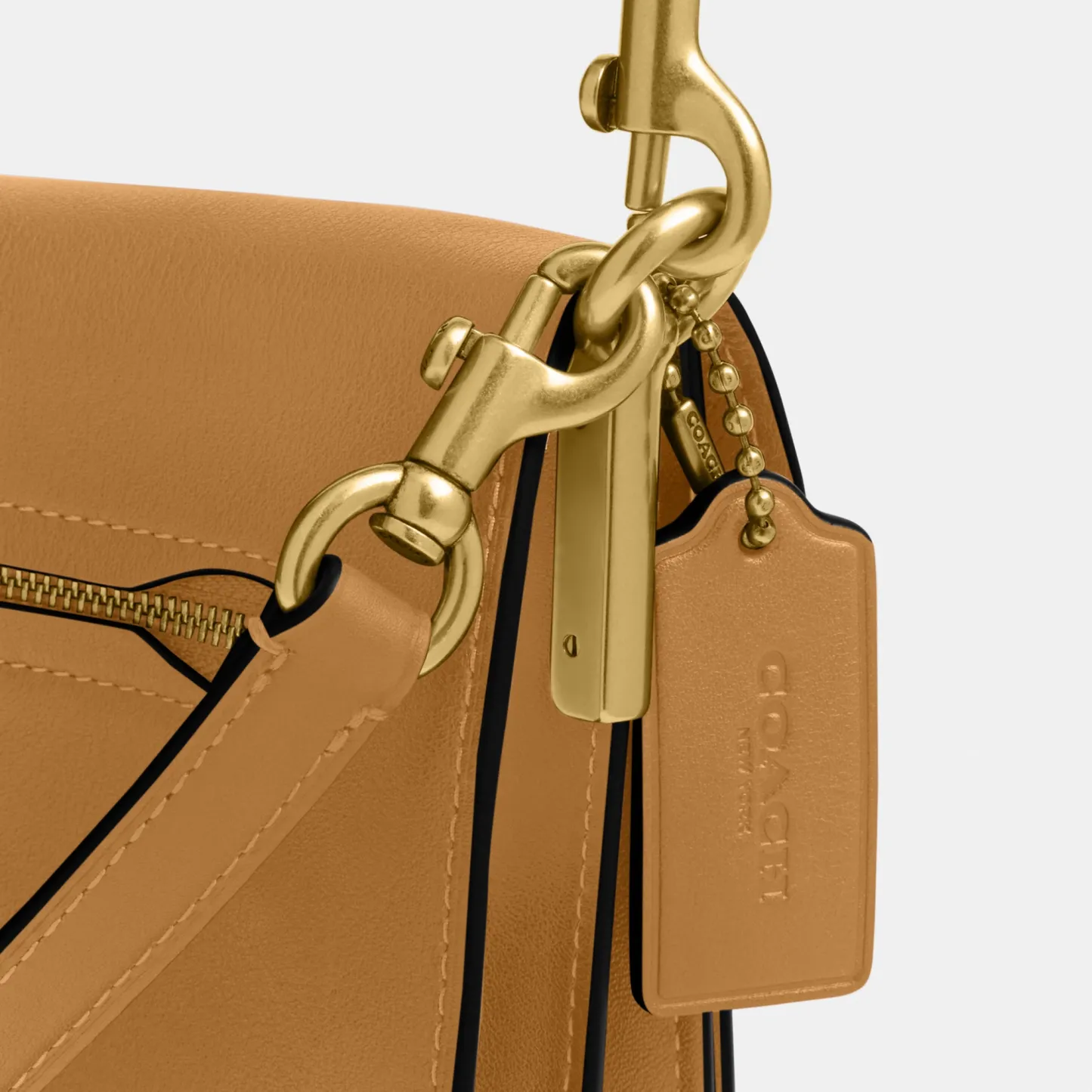 COACH®,Tabby Shoulder Bag 26,Leather,Shoulder Bag,Logo,Metal,Compact,Brass,Casual,Beige,Closer View