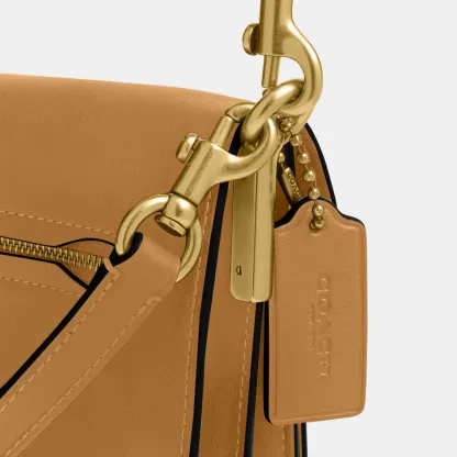 COACH®,Tabby Shoulder Bag 26,Leather,Shoulder Bag,Logo,Metal,Compact,Brass,Casual,Beige,Closer View