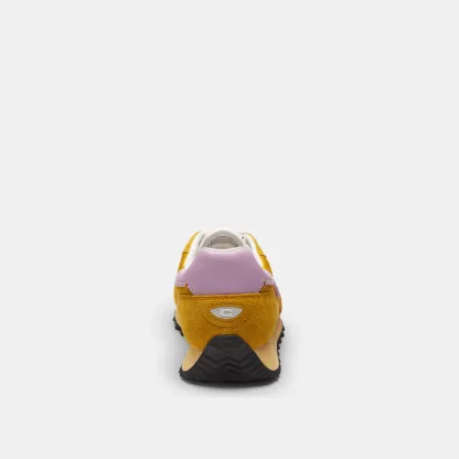 COACH®,Retro Runner,Rubber,Recycled Polyester,Mesh,Suede,Activewear,Fabric,Logo,Color Block,Sustainable,Pull Tab,Breathabl...,Mustard,Alternate View