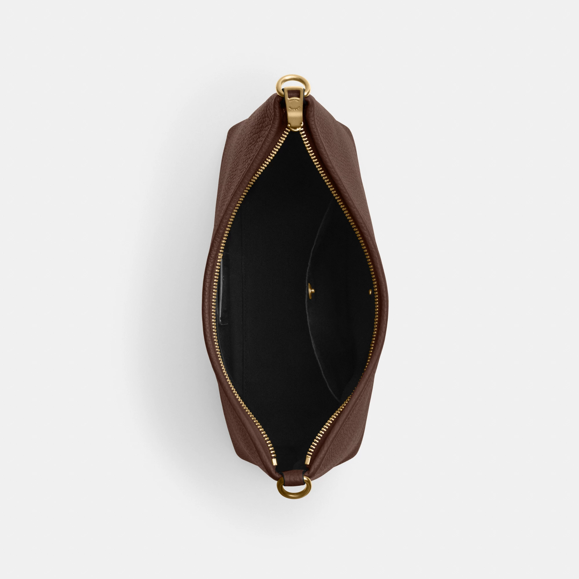 COACH®,Laurel Shoulder Bag,Leather,Hobo,Logo,Gold Metal,Casual,Brown,Inside View,Top View
