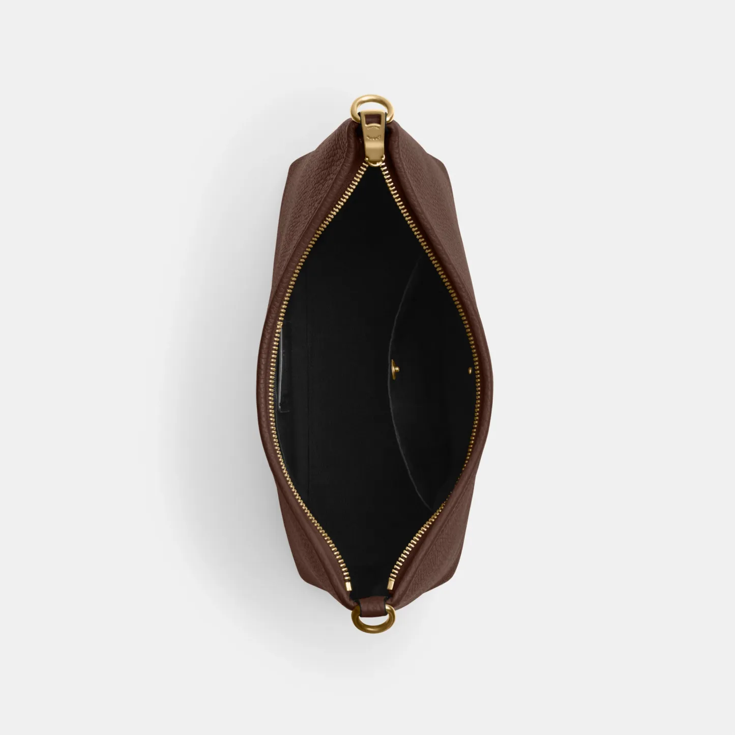 COACH®,Laurel Shoulder Bag,Leather,Hobo,Logo,Gold Metal,Casual,Brown,Inside View,Top View