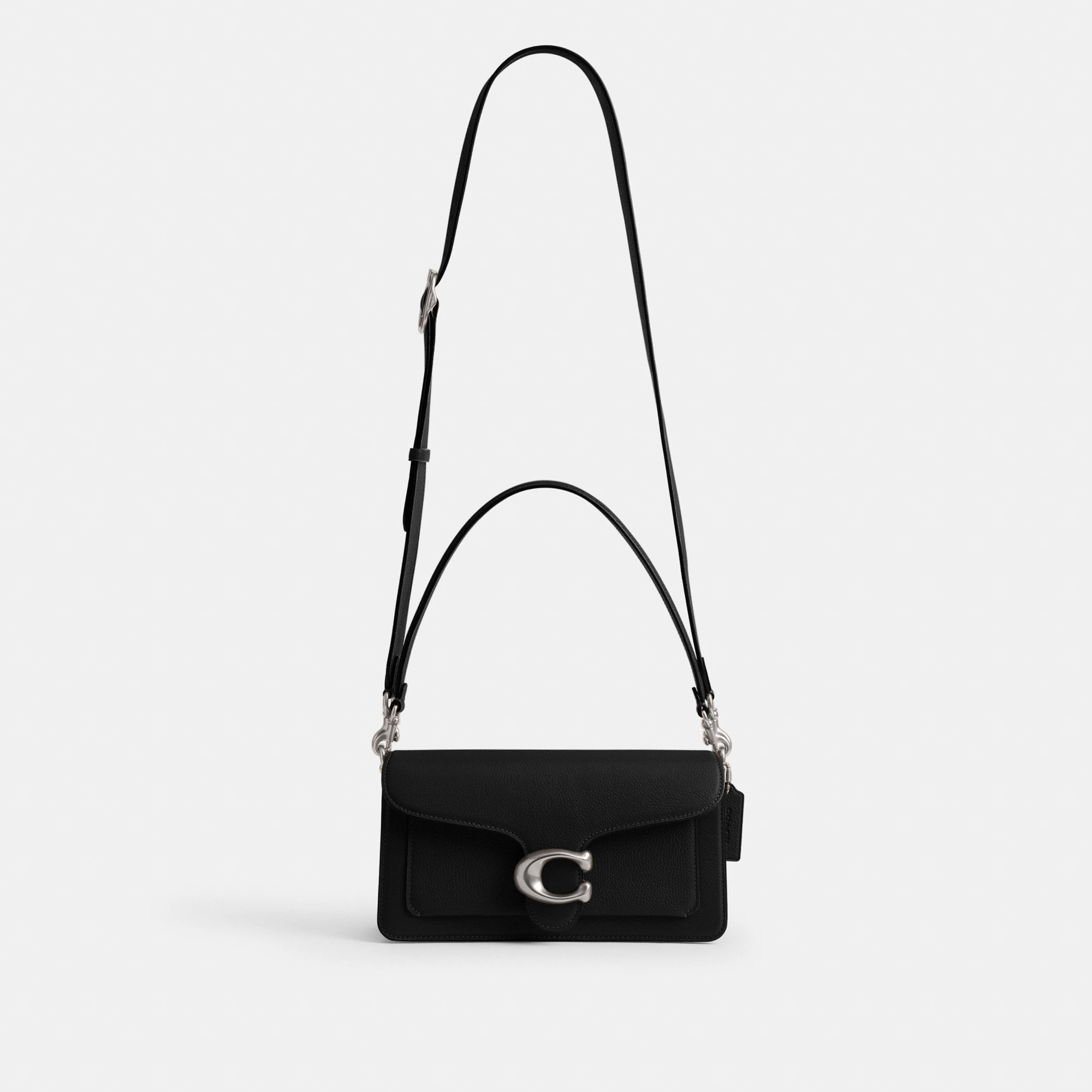 COACH®,Tabby Shoulder Bag 26,Leather,Shoulder Bag,Crossbody,Logo,Gusset,Gold Metal,Casual,Black