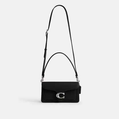 COACH®,Tabby Shoulder Bag 26,Leather,Shoulder Bag,Crossbody,Logo,Gusset,Gold Metal,Casual,Black