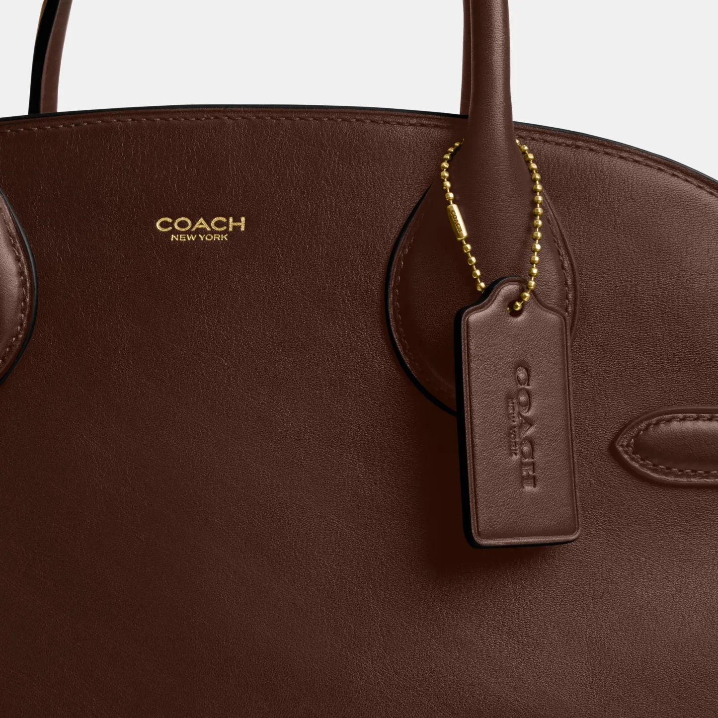 COACH®,Soft Empire Carryall Bag 40,Leather,Carryall,Logo,Gusset,Gold Metal,Work,Brown,Closer View