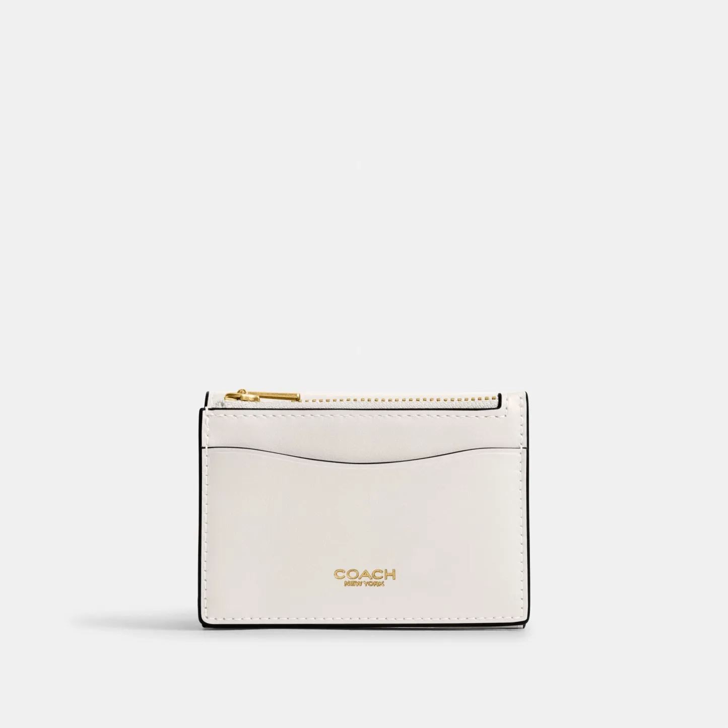 COACH®,Essential Card Holder Wallet,Leather,Calfskin Leather,Card Case,Bi Fold,Logo,Metal,Casual,White,Back View