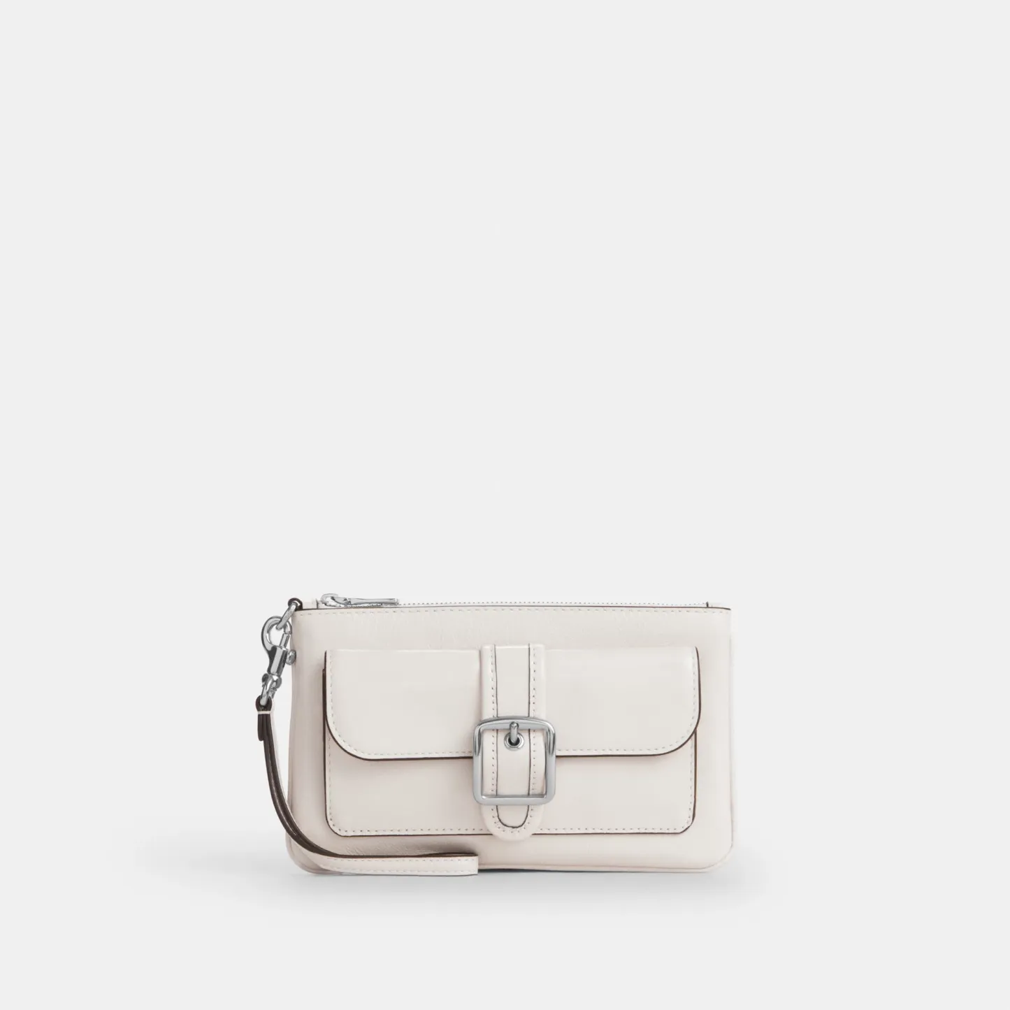 COACH®,Ashton Wristlet,Leather,Recycled Polyester,Pouch,Wristlet,Casual,White,Front View