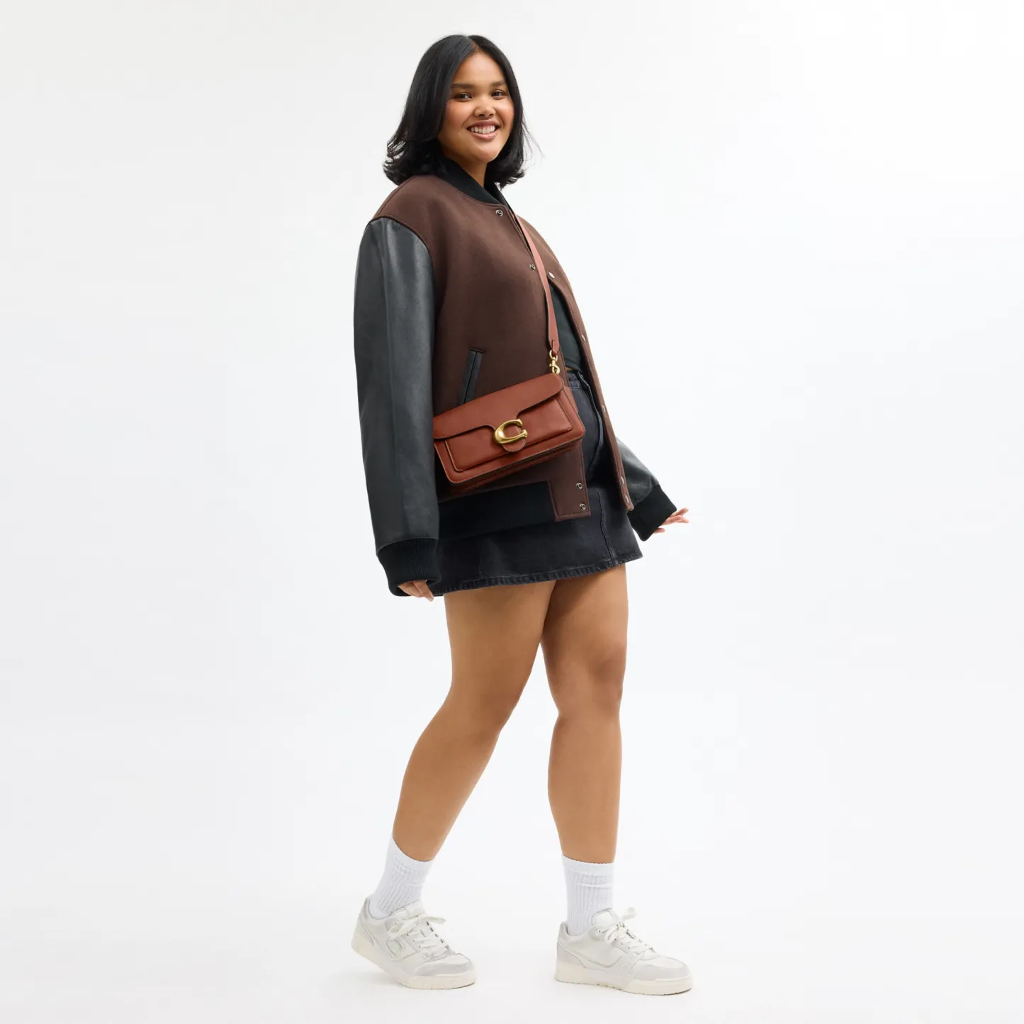 COACH®,Tabby Shoulder Bag 26,Leather,Shoulder Bag,Logo,Metal,Compact,Brass,Casual,Brown