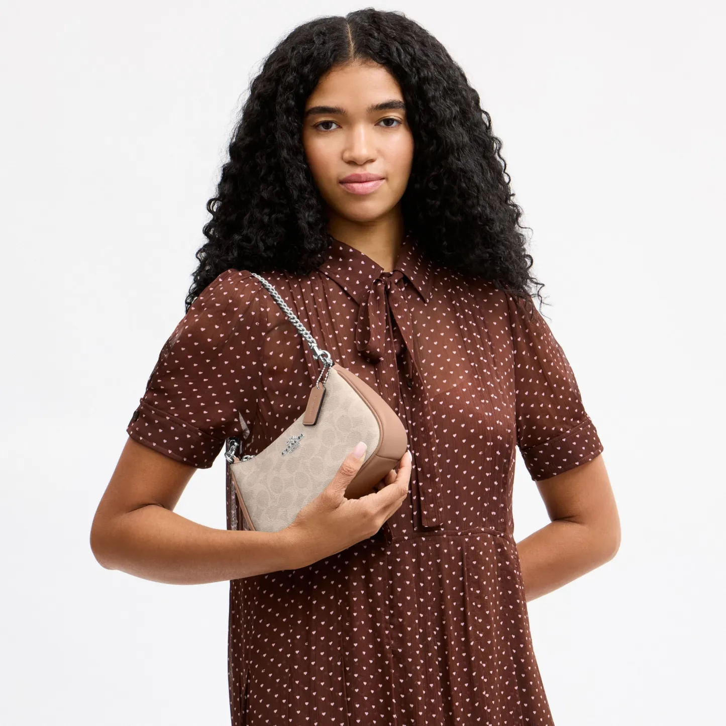 COACH®,Teri Mini Crossbody Bag In Signature Canvas,Polyester,Canvas,Recycled Polyester,Shoulder Bag,Adjustable,2 in 1,Vega...,Beige,Detail View