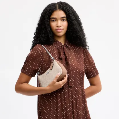 COACH®,Teri Mini Crossbody Bag In Signature Canvas,Polyester,Canvas,Recycled Polyester,Shoulder Bag,Adjustable,2 in 1,Vega...,Beige,Detail View