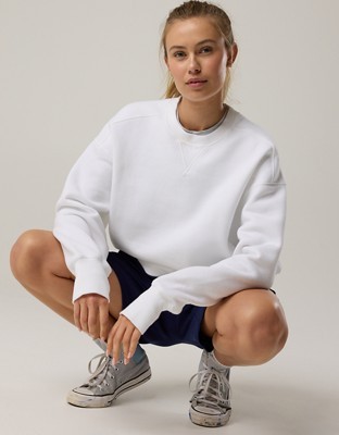 OFFLINE By Aerie Cloud Fleece Oversized Crewneck Sweatshirt - White