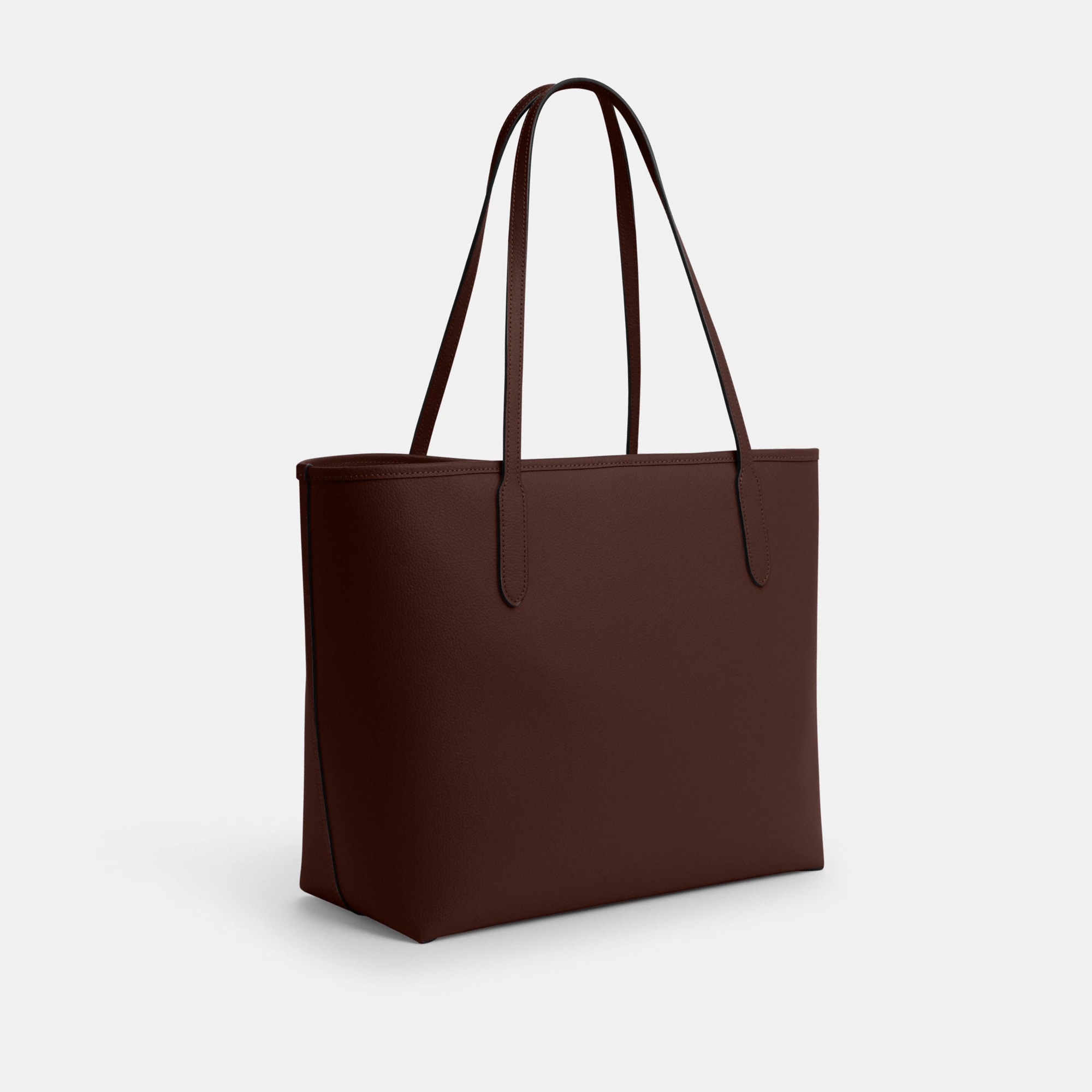 COACH®,City Tote Bag,Leather,Tote,Logo,Casual,Brown,Angle View