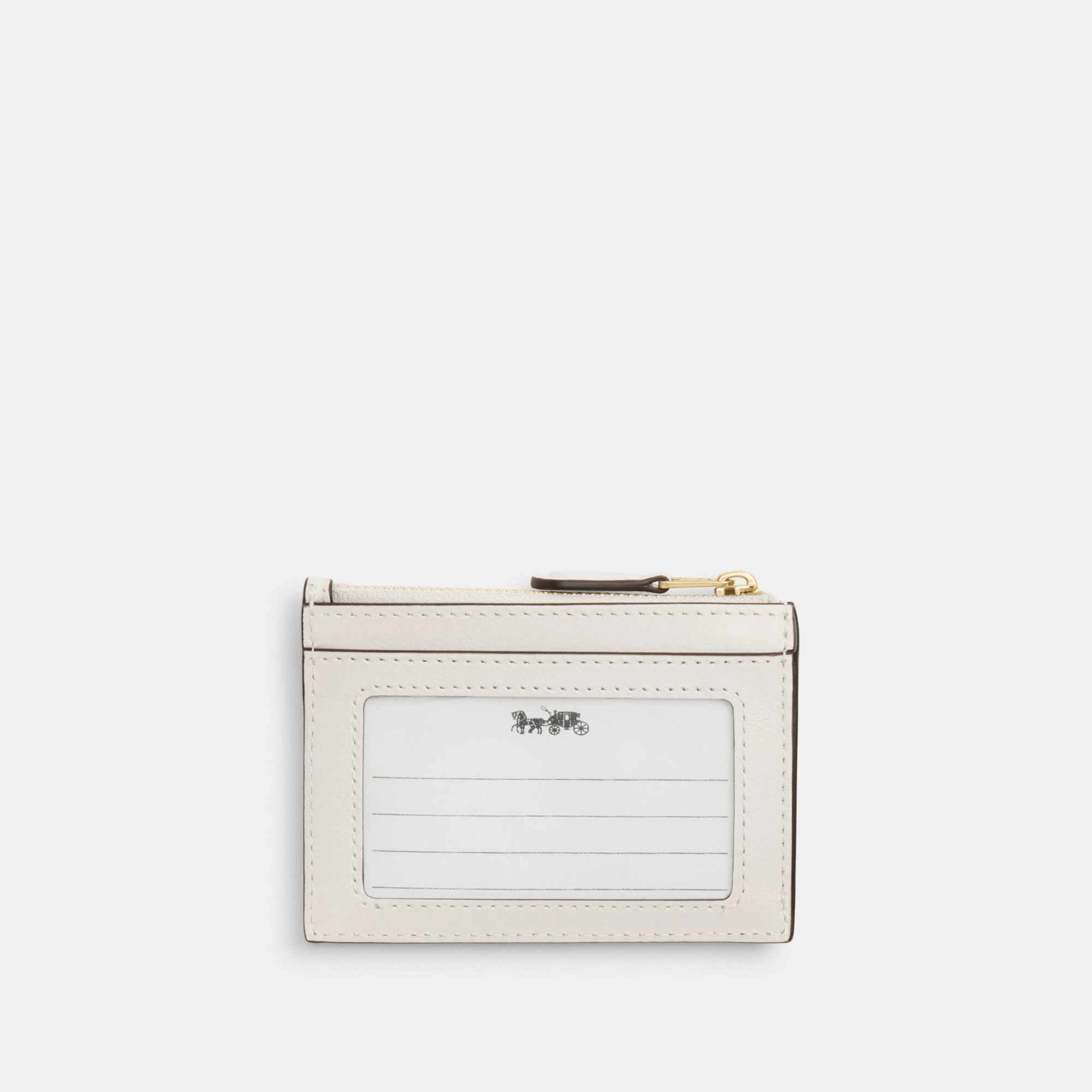 COACH®,Mini Skinny Id Case With Quilting,Recycled Polyester,Leather,Key Chain,Card Case,Metal Material,Logo,Key Ring,Susta...,White,Back View