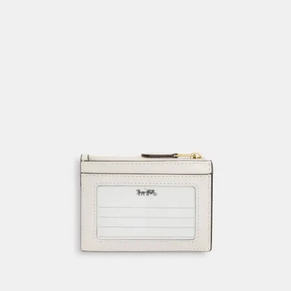 COACH®,Mini Skinny Id Case With Quilting,Recycled Polyester,Leather,Key Chain,Card Case,Metal Material,Logo,Key Ring,Susta...,White,Back View