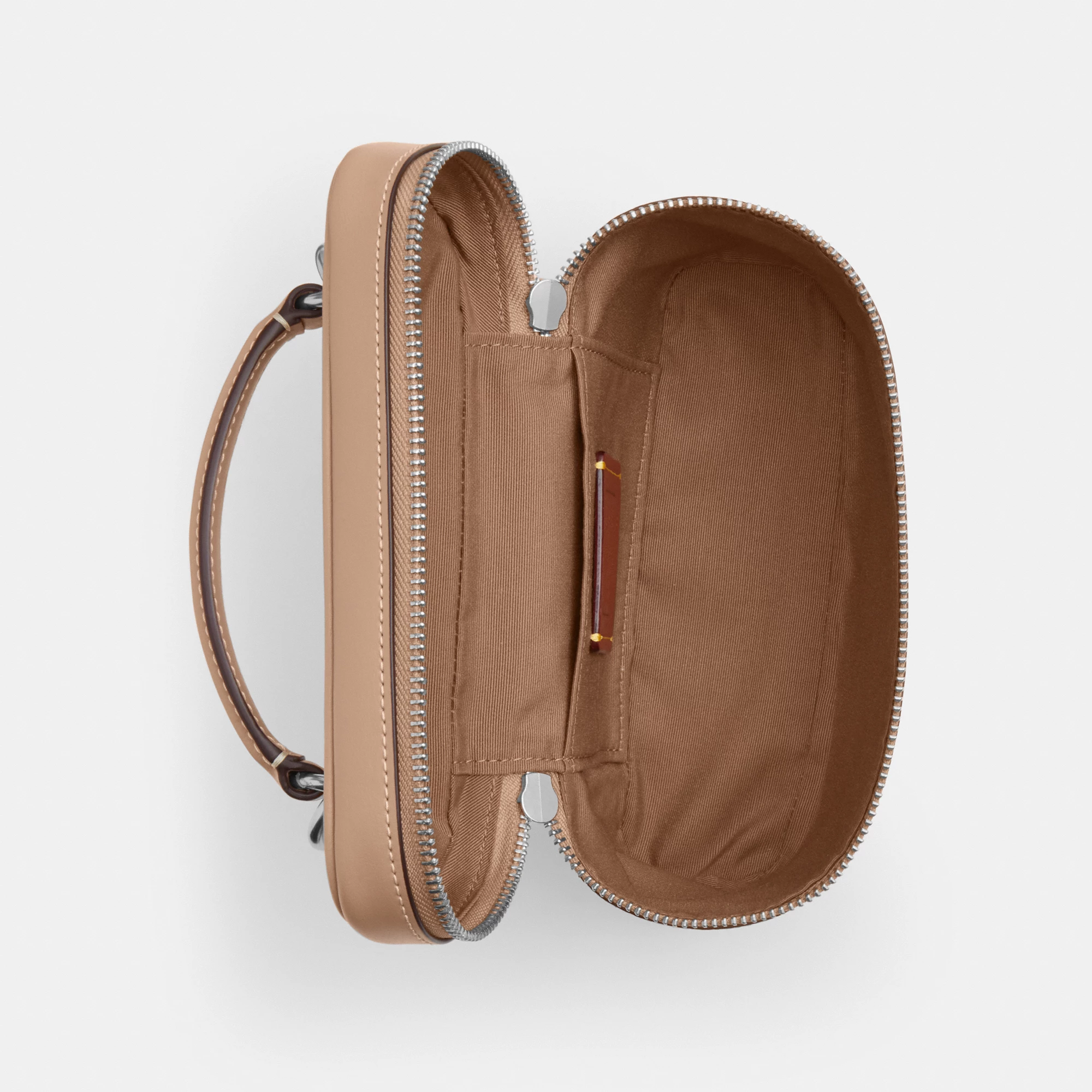 COACH®,Rainer Crossbody Bag 18 In Signature Canvas,Canvas,Recycled Polyester,Leather,Crossbody,Logo,Adjustable,Sustainable...,Taupe,Inside View,Top View
