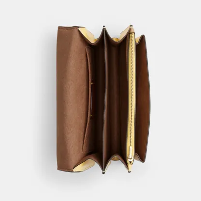 COACH®,Klare Crossbody Bag,Calfskin Leather,Leather,Crossbody,Metal,Logo,Luggage Tag,Adjustable,Lined,Compact,Gold Metal,D...,Gold,Inside View,Top View
