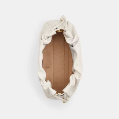 COACH®,Faye Shoulder Bag,Shoulder Bag,Metal,Ball Embellishment,Drawstring,Logo,Casual,White,Inside View,Top View