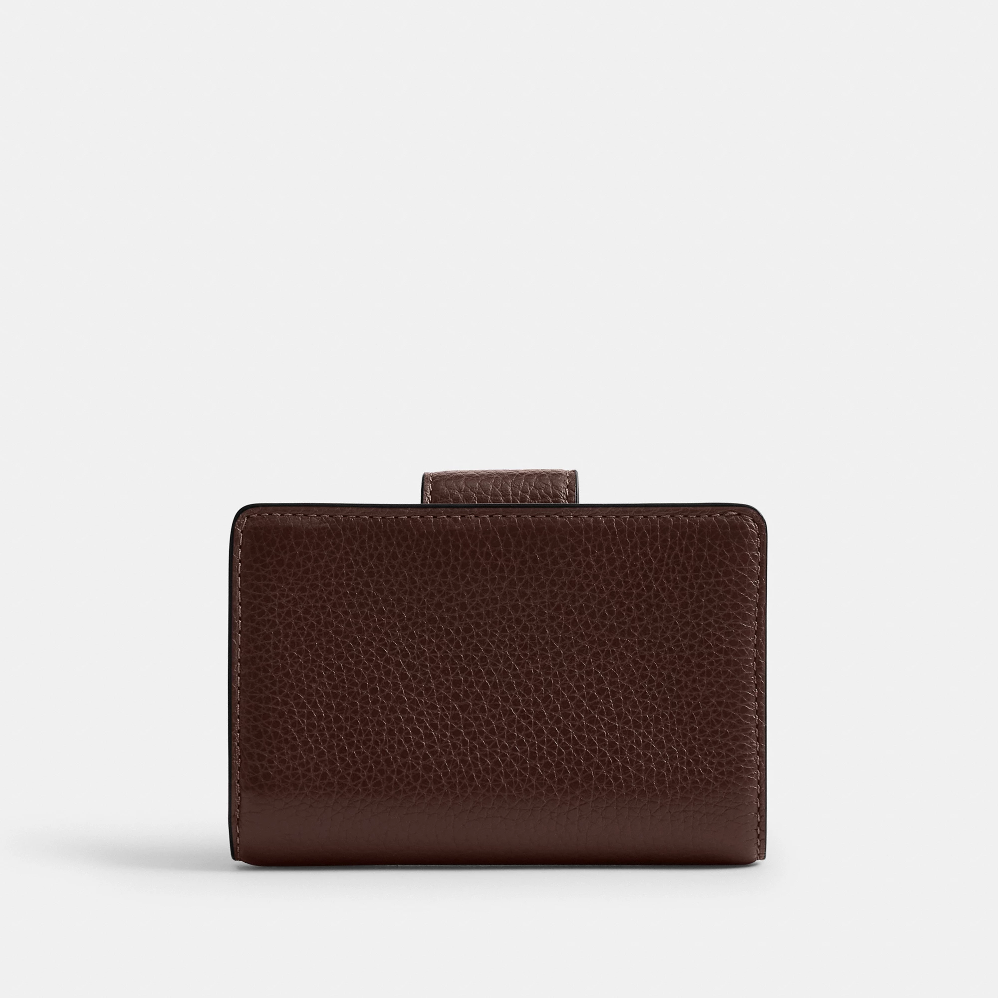COACH®,Medium Corner Zip Wallet,Leather,Bi Fold,Logo,Metal,Travel,Brown,Back View