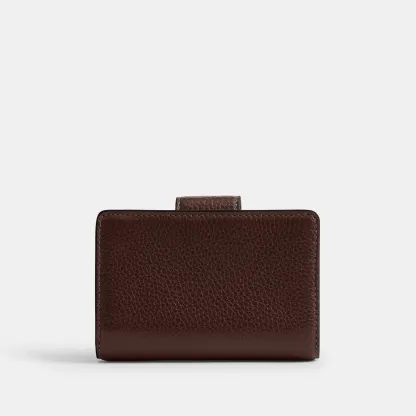 COACH®,Medium Corner Zip Wallet,Leather,Bi Fold,Logo,Metal,Travel,Brown,Back View