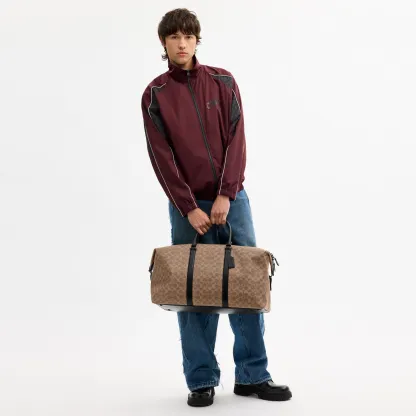 COACH®,Trekker Bag 52 In Signature Canvas,Leather,Canvas,Duffle Bag,Fabric,Logo,,Detail View