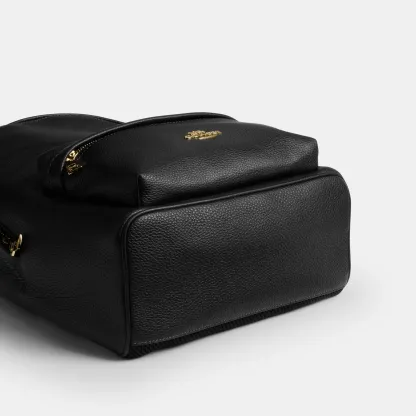 COACH®,Taylor Small Backpack,Recycled Polyester,Leather,Lining Recycled Polyester,Polyester,Backpack,Metal,Logo,Lined,Padd...,Black,Outsole View