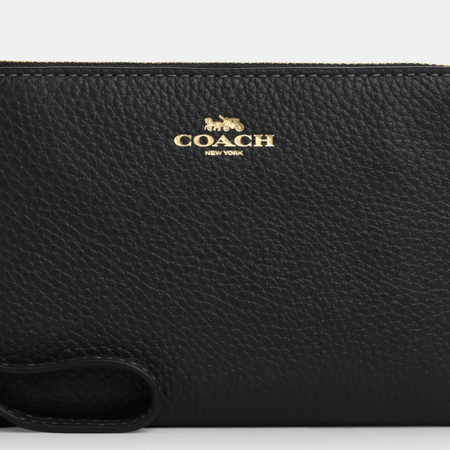 COACH®,Corner Zip Wristlet,Pouch,Wristlet,Silver Metal,Casual,Black