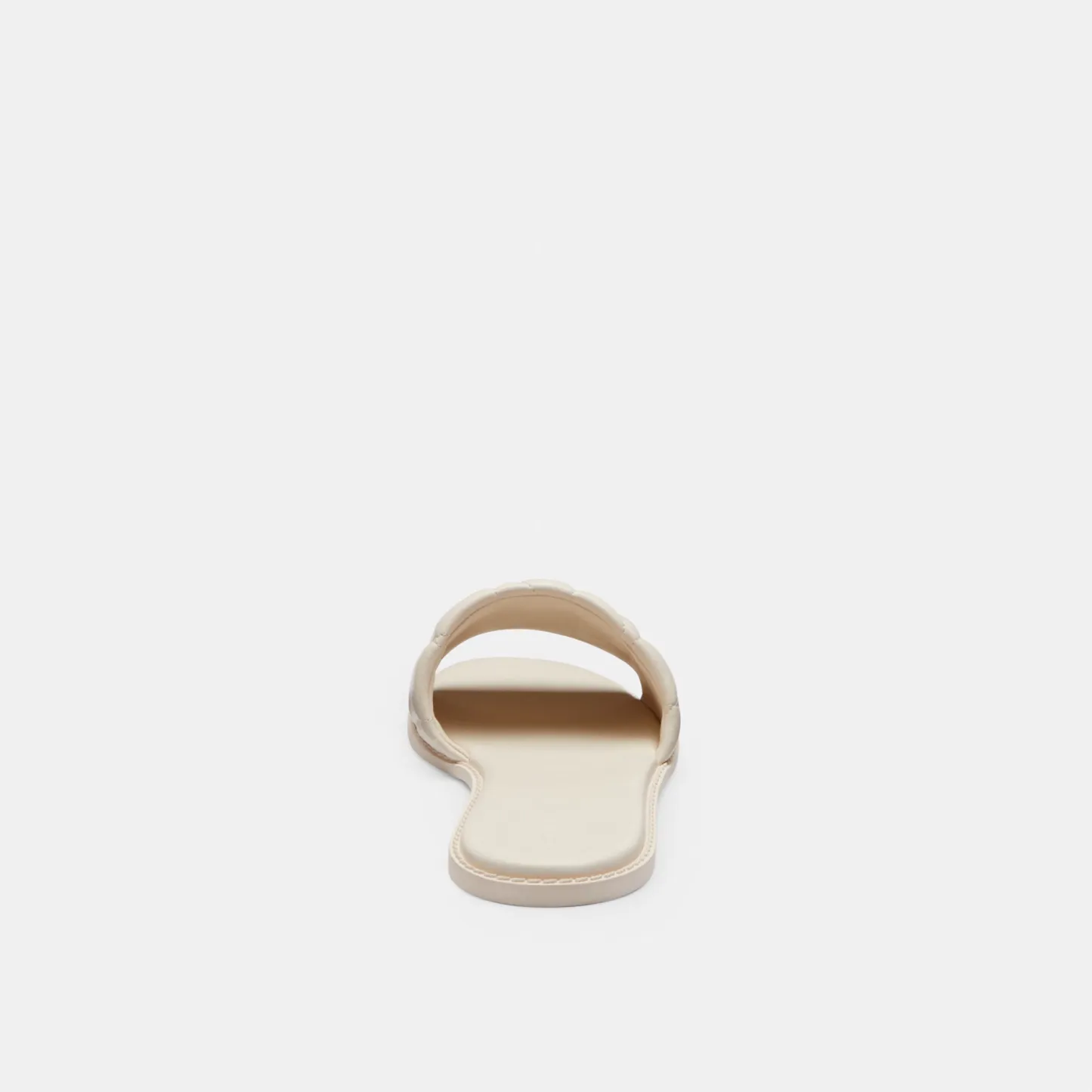 COACH®,Holly Sandal With Quilting,Rubber,Leather,Slides,Metal,Logo,Traction,Cushioned,Casual,Cream,Alternate View