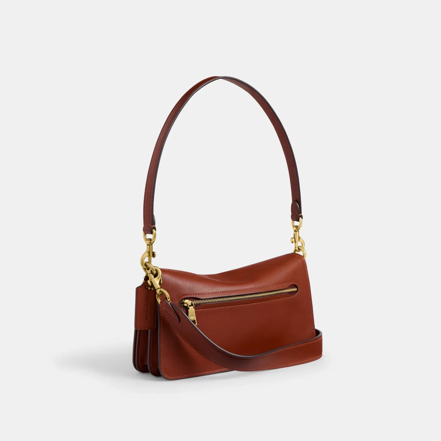 COACH®,Tabby Shoulder Bag 26,Leather,Shoulder Bag,Logo,Metal,Compact,Brass,Casual,Brown,Angle View