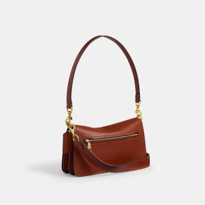 COACH®,Tabby Shoulder Bag 26,Leather,Shoulder Bag,Logo,Metal,Compact,Brass,Casual,Brown,Angle View