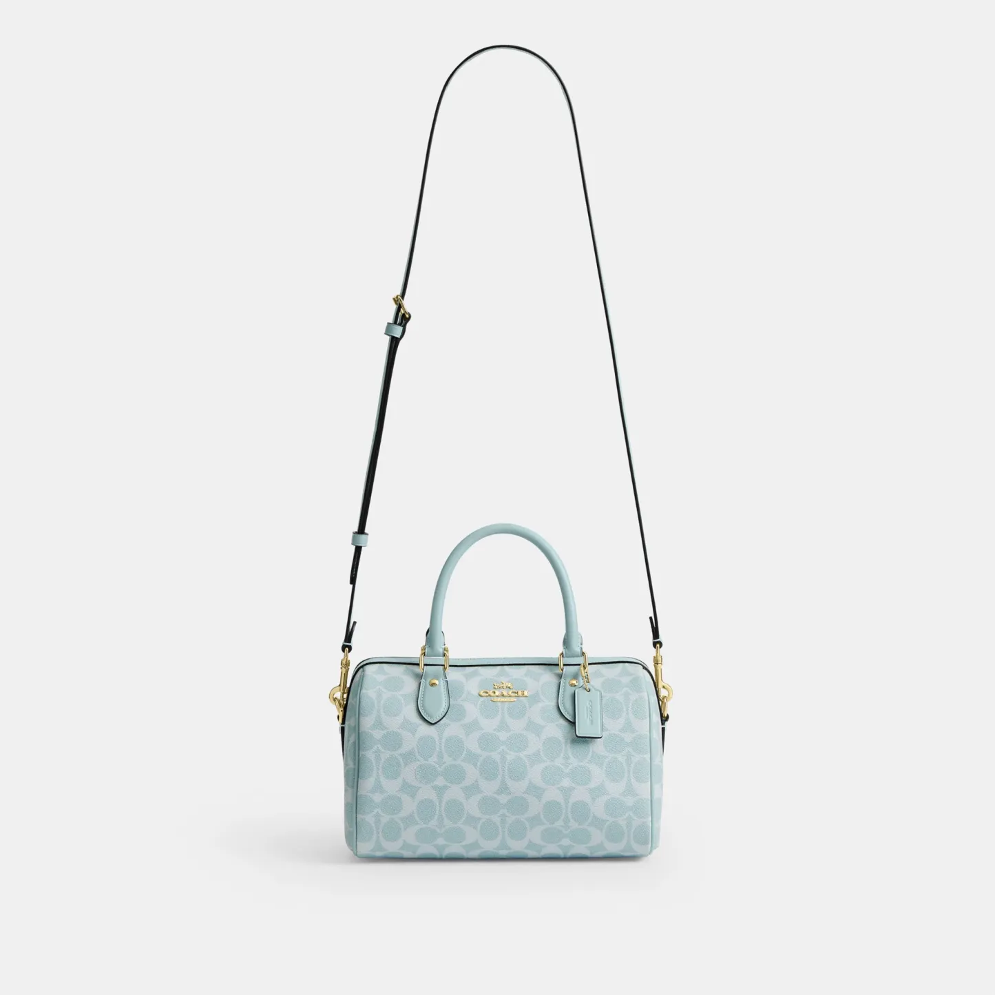 Rowan Satchel Bag In Signature Canvas - signature canvas/Gold/Light Blue - view 6