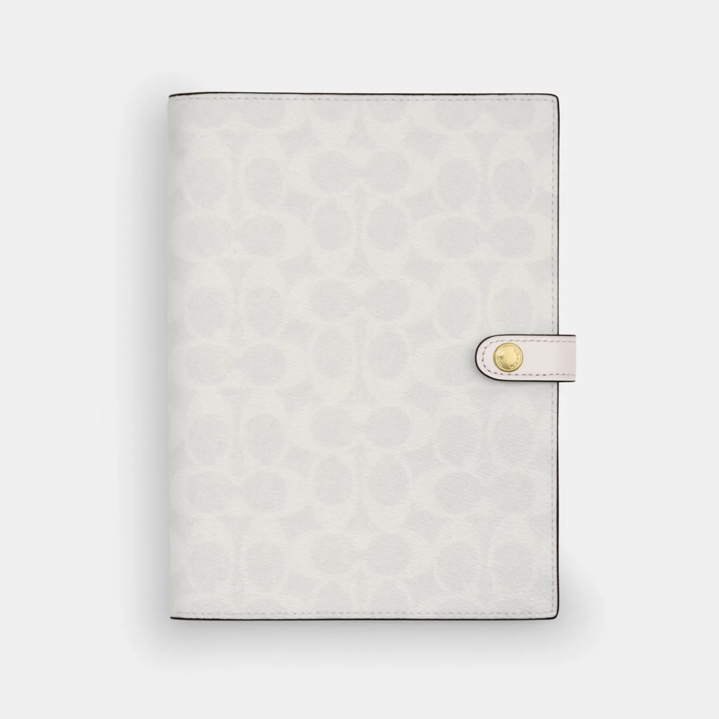 COACH®,Notebook In Signature Canvas,Leather,Notebook,White,Front View
