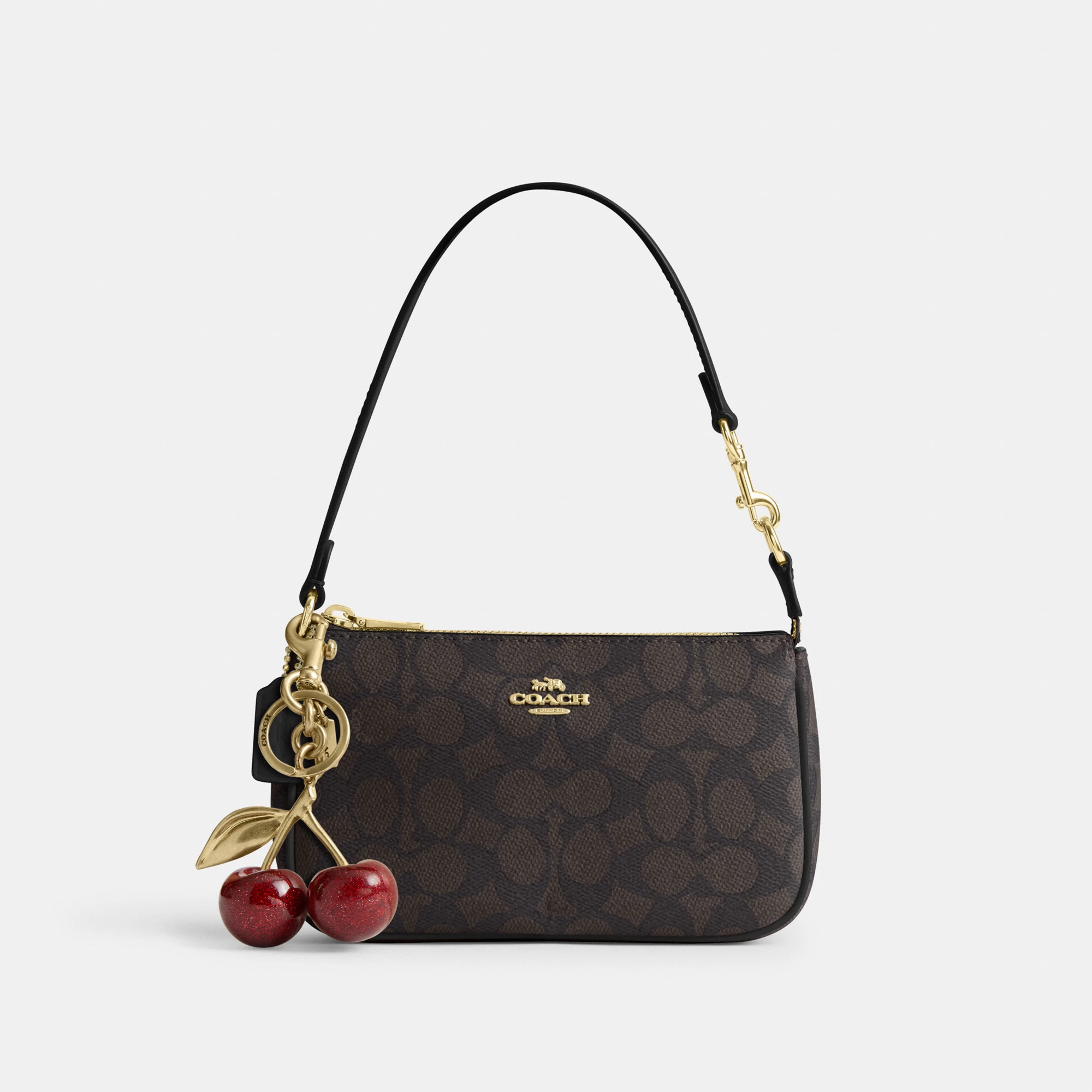 COACH®,Nolita 19 In Signature Canvas,Canvas,Shoulder Bag,Metal,Casual,Brown,Angle View