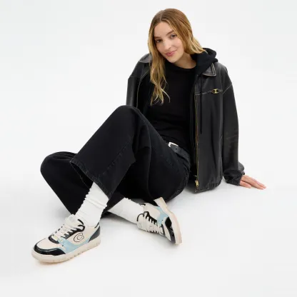 COACH®,Soho Sneaker With Patent Signature,Rubber,EVA,Recycled Polyester,Canvas,Leather,Polyester,Low Top,Casual,Fabric,Pla...,Multi Color,Detail View