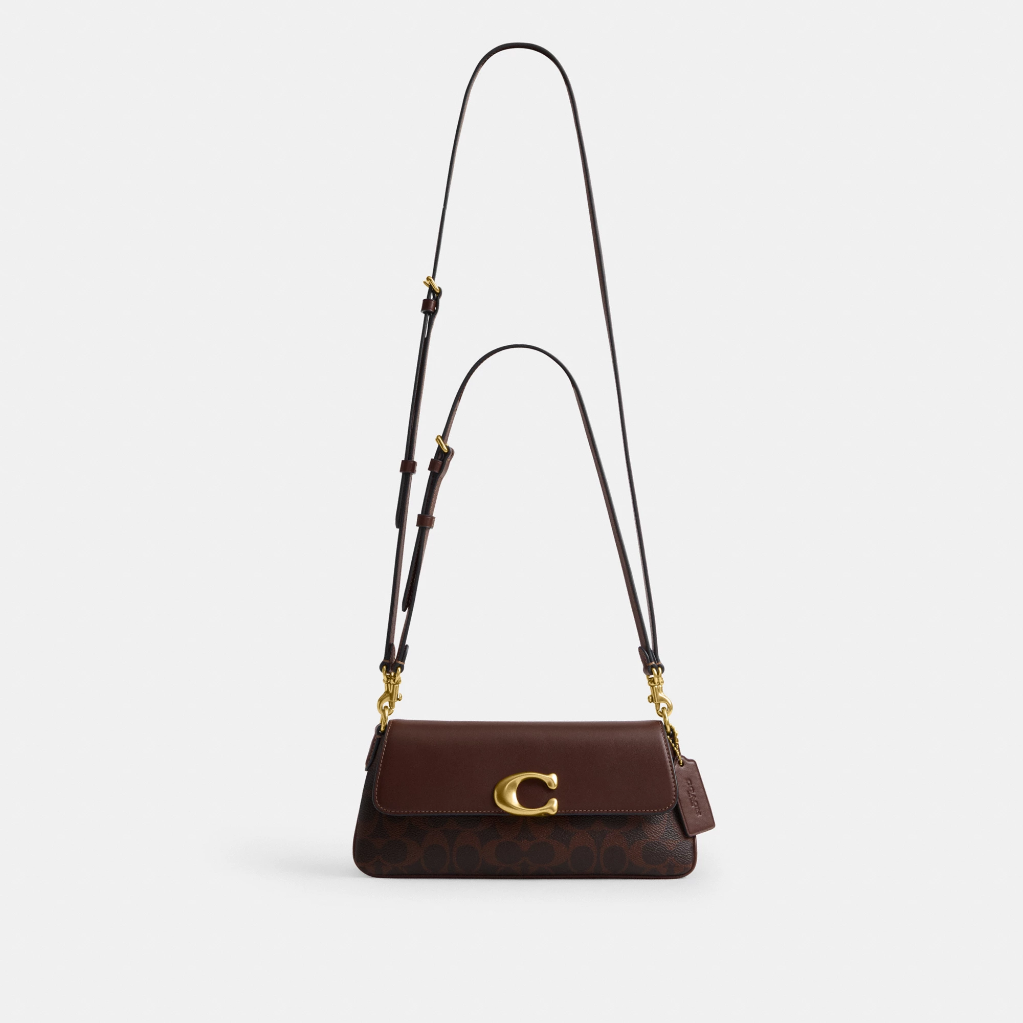 COACH®,Jet Shoulder Bag In Signature Canvas,Calfskin Leather,Canvas,Leather,Shoulder Bag,Metal,Logo,Lined,Brass,Day Party,Brown
