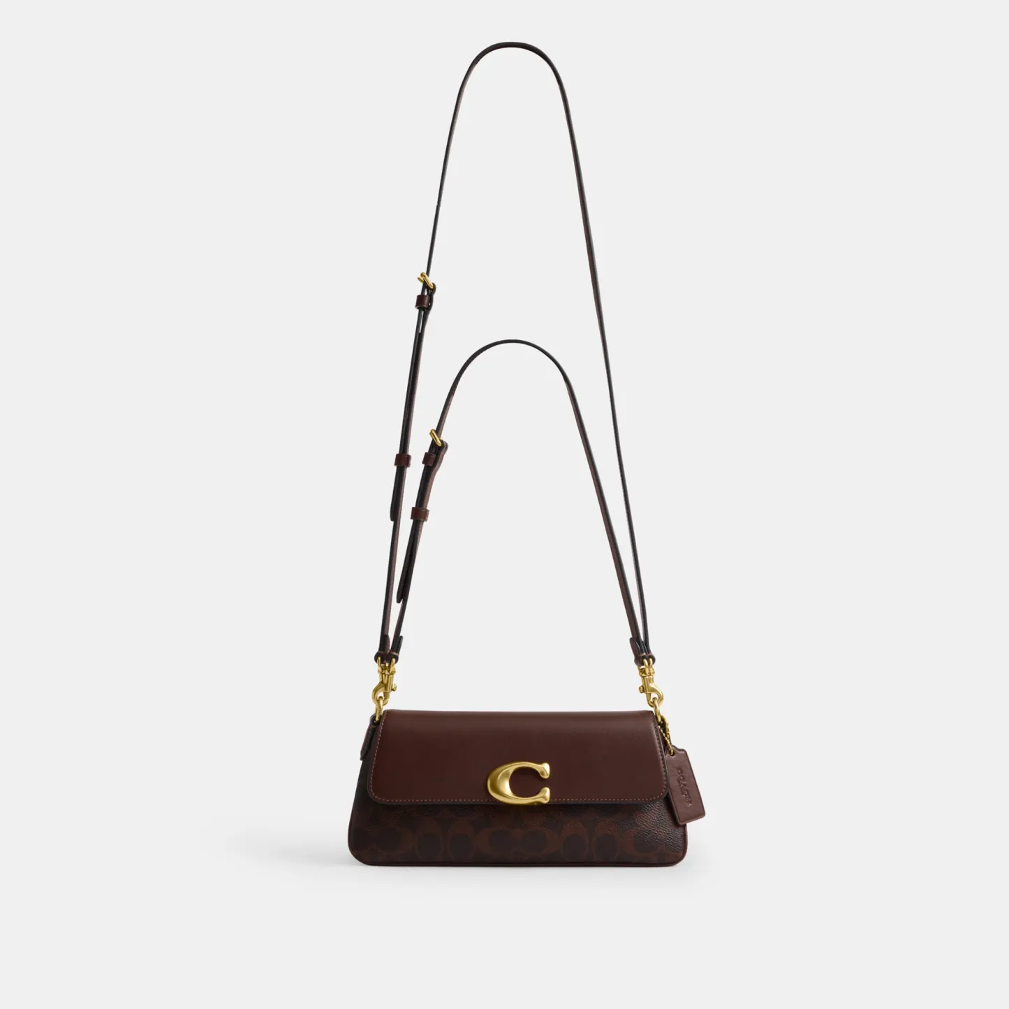 COACH®,Jet Shoulder Bag In Signature Canvas,Calfskin Leather,Canvas,Leather,Shoulder Bag,Metal,Logo,Lined,Brass,Day Party,Brown