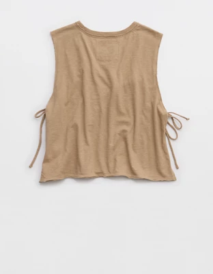 Aerie Happiest Side Tie Tank - Toasted Almond
