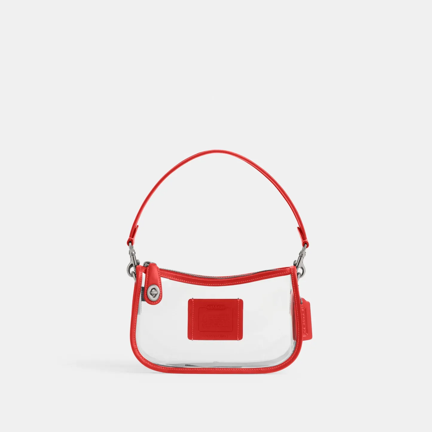 COACH®,Stadium Swinger Bag,Leather,Shoulder Bag,Sheer,Piping,Applique,Casual,White,Front View