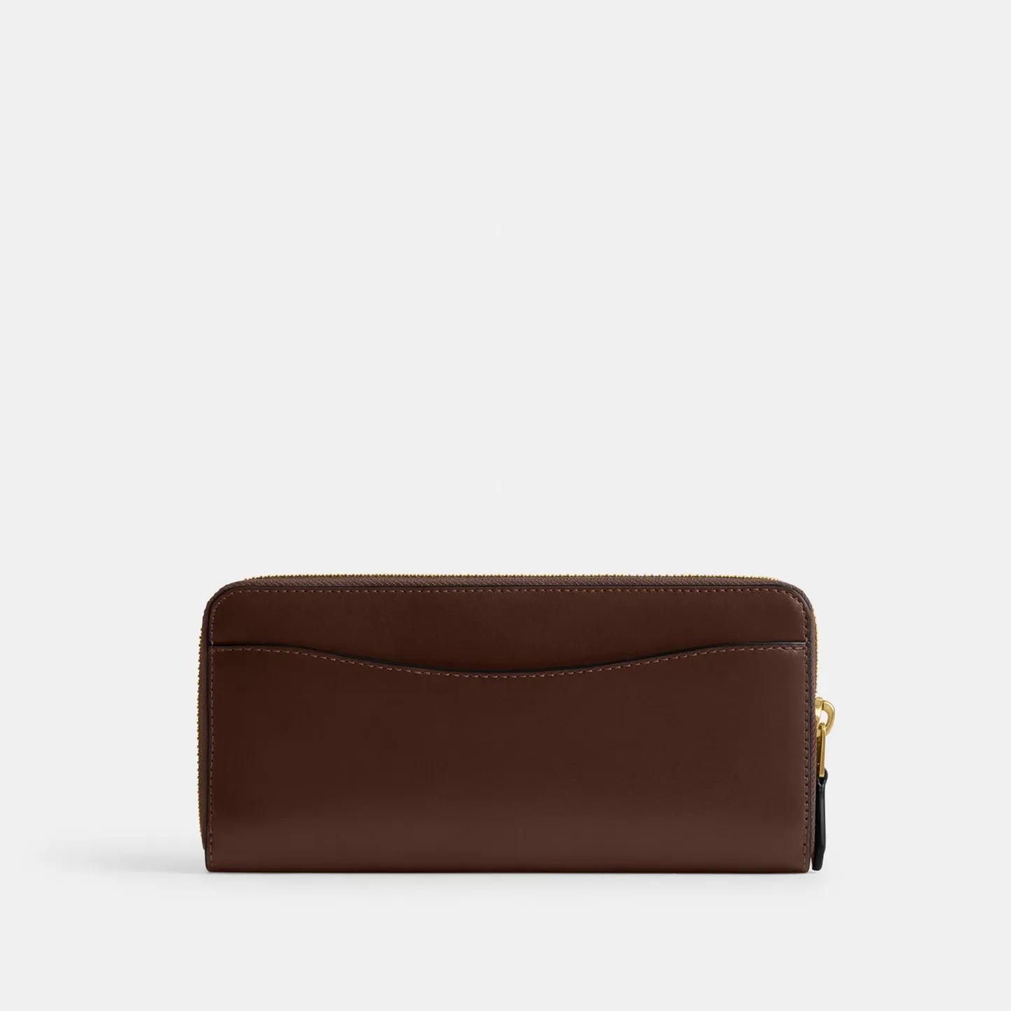 COACH®,Essential Slim Accordion Zip Wallet,Calfskin Leather,Leather,Continental,Logo,Metal,Casual,Brown,Back View
