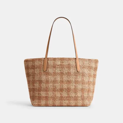 COACH®,City Tote Bag With Gingham Print,,Back View