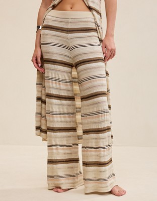 Aerie Open Knit Shimmer Pant - Cake Batter