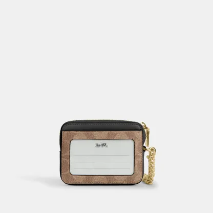 COACH®,Zip Card Case In Signature Canvas,Card Case,Color Block,Sustainable,Casual,Multi Color,Back View