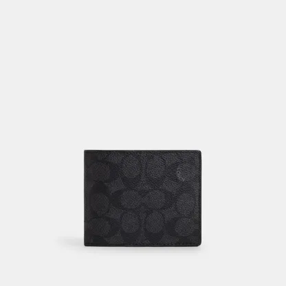 COACH®,3-In-1 Wallet In Signature Canvas,Canvas,Bi Fold,Card Case,Casual,Multi Color,Front View