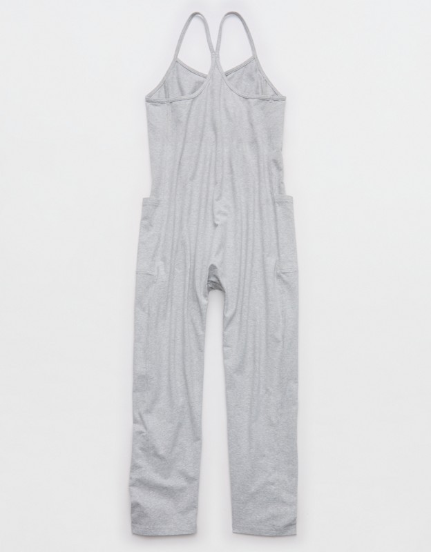 OFFLINE By Aerie OG Cotton Racerback Jumpsuit - Medium Heather Gray