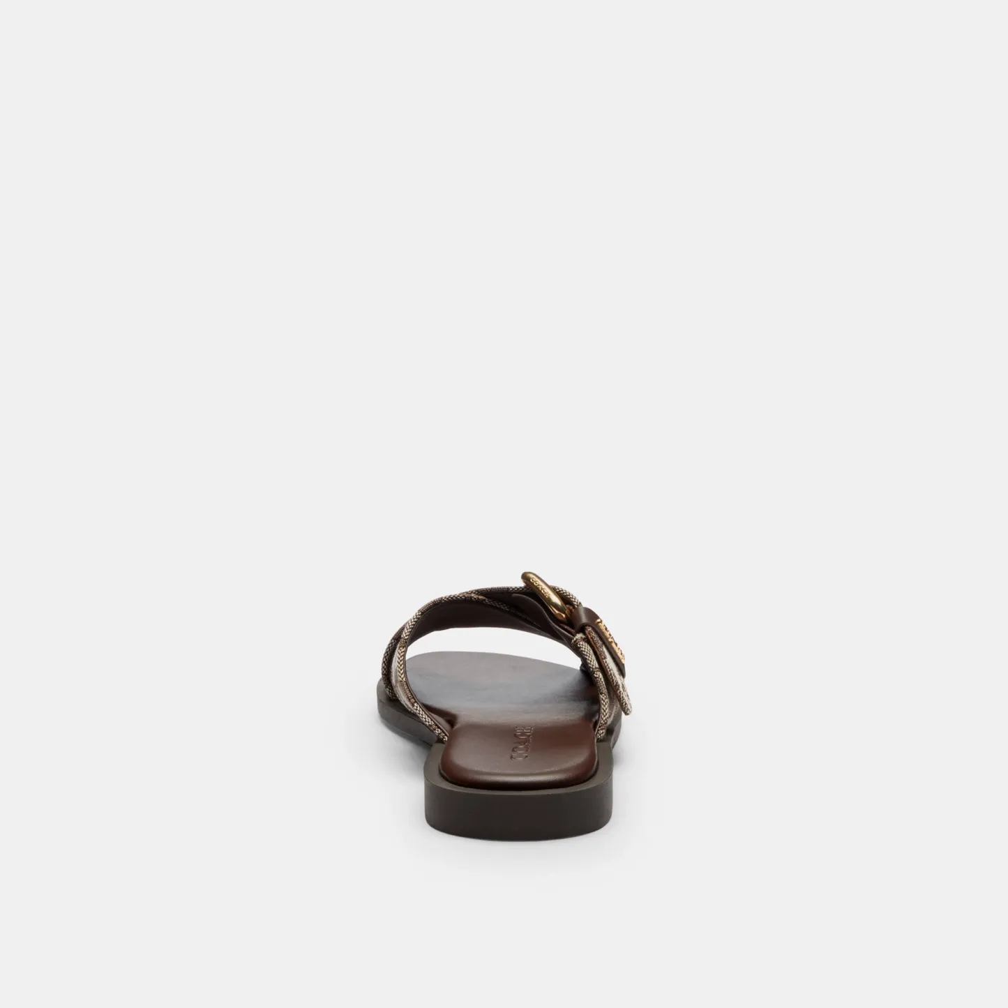 COACH®,Crisscross Buckle Sandal In Signature Jacquard,Polyester,Cotton,Sandals,Fabric,Metal,Sustainable,Casual,Brown,Alternate View