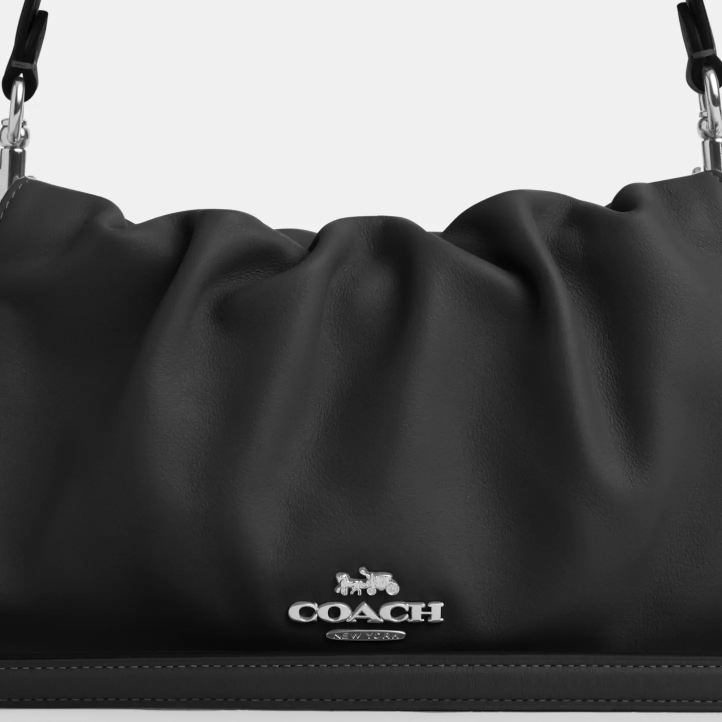 COACH®,Faye Shoulder Bag,Shoulder Bag,Metal,Ball Embellishment,Drawstring,Logo,Casual,Black,Closer View