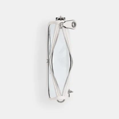 COACH®,Stadium Swinger Bag,Leather,Shoulder Bag,Sheer,Piping,Applique,Casual,White,Inside View,Top View