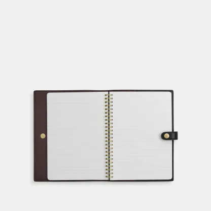 COACH®,Notebook In Signature Canvas,Leather,Notebook,Black,Inside View,Top View