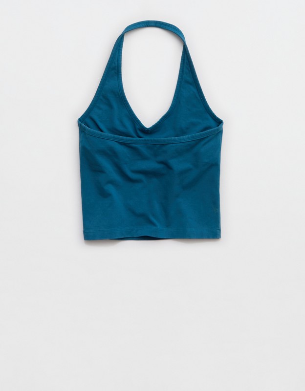 OFFLINE By Aerie OG Cotton Halter Tank Top - Twilight Blue
