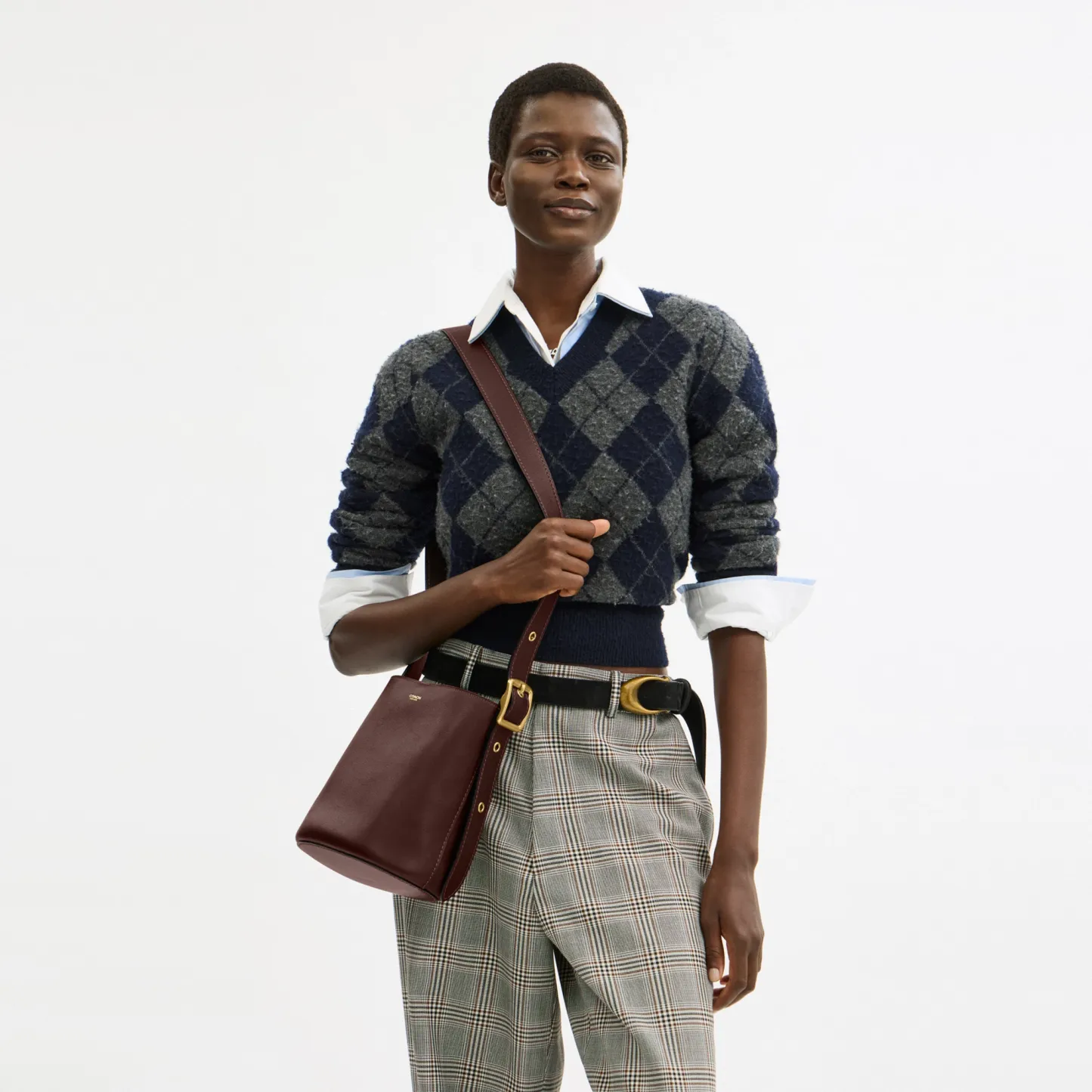 COACH®,Bleecker Bucket Bag 21,Leather,Bucket,Adjustable,Compact,Removable Pouch,Gold Metal,Casual,Brown