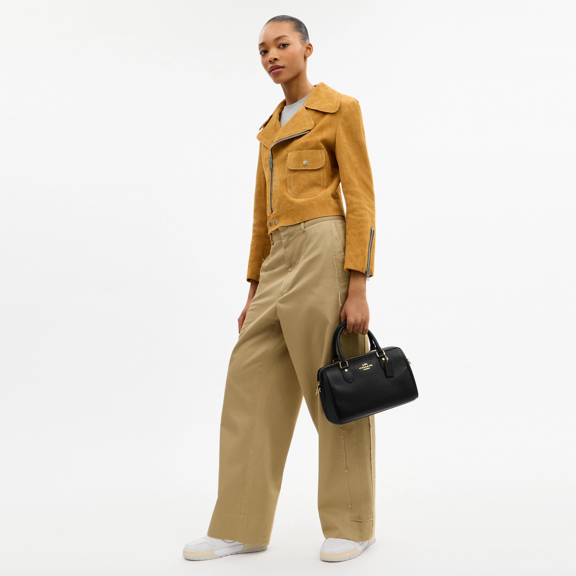 COACH®,Rowan Satchel Bag,Satchel,Logo,Casual,Work,Black,Detail View