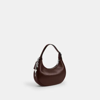 COACH®,Emily Shoulder Bag,Leather,Recycled Polyester,Lining Recycled Polyester,Hobo,Metal Material,3D Embellishment,Metal,...,Brown,Angle View